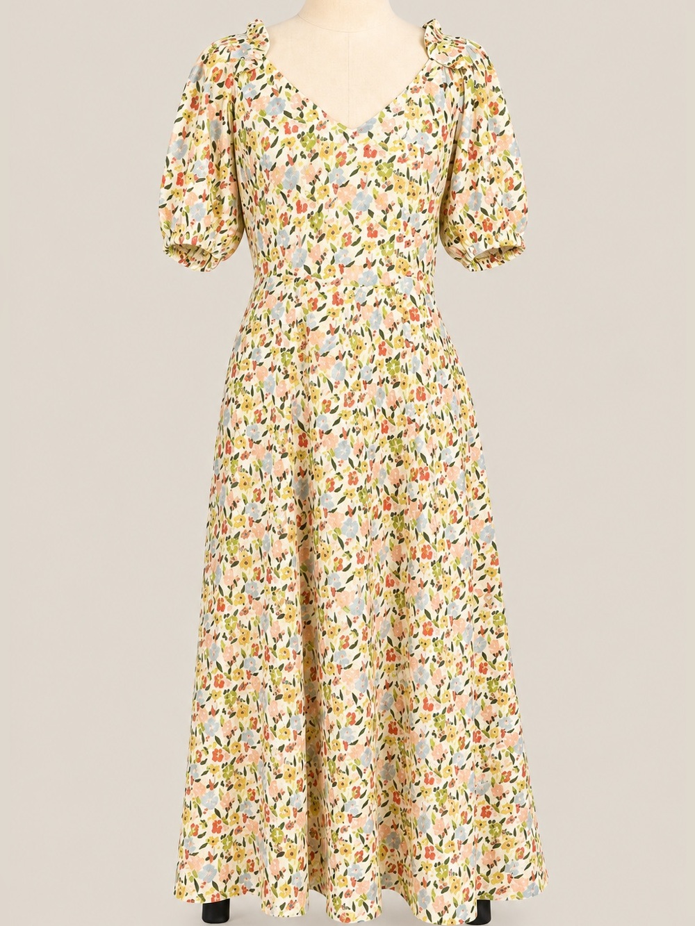 THE GREAT.  Hyacinth Silk Maxi Dress Floating Petals Size 1 Small